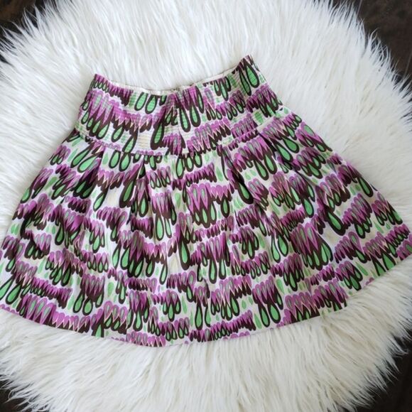 Tibi Circle Skirt Wide Waistband Teardrop Print Purple Green Women 2 - Picture 3 of 8